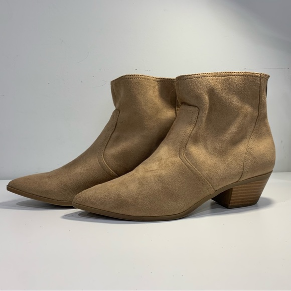 Banana Republic Womens Faux Suede Bootie Boots Shoes 8M Taupe Beige Zip Ankle - Picture 9 of 16